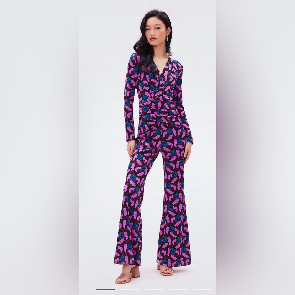 Diane Von Furstenberg Ursula Pink Berries Jumpsuit size 4
